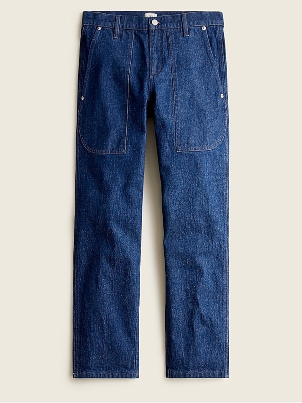 J.Crew High-Rise Patch Pocket Straight Leg Ankle Jeans in Dark Wash